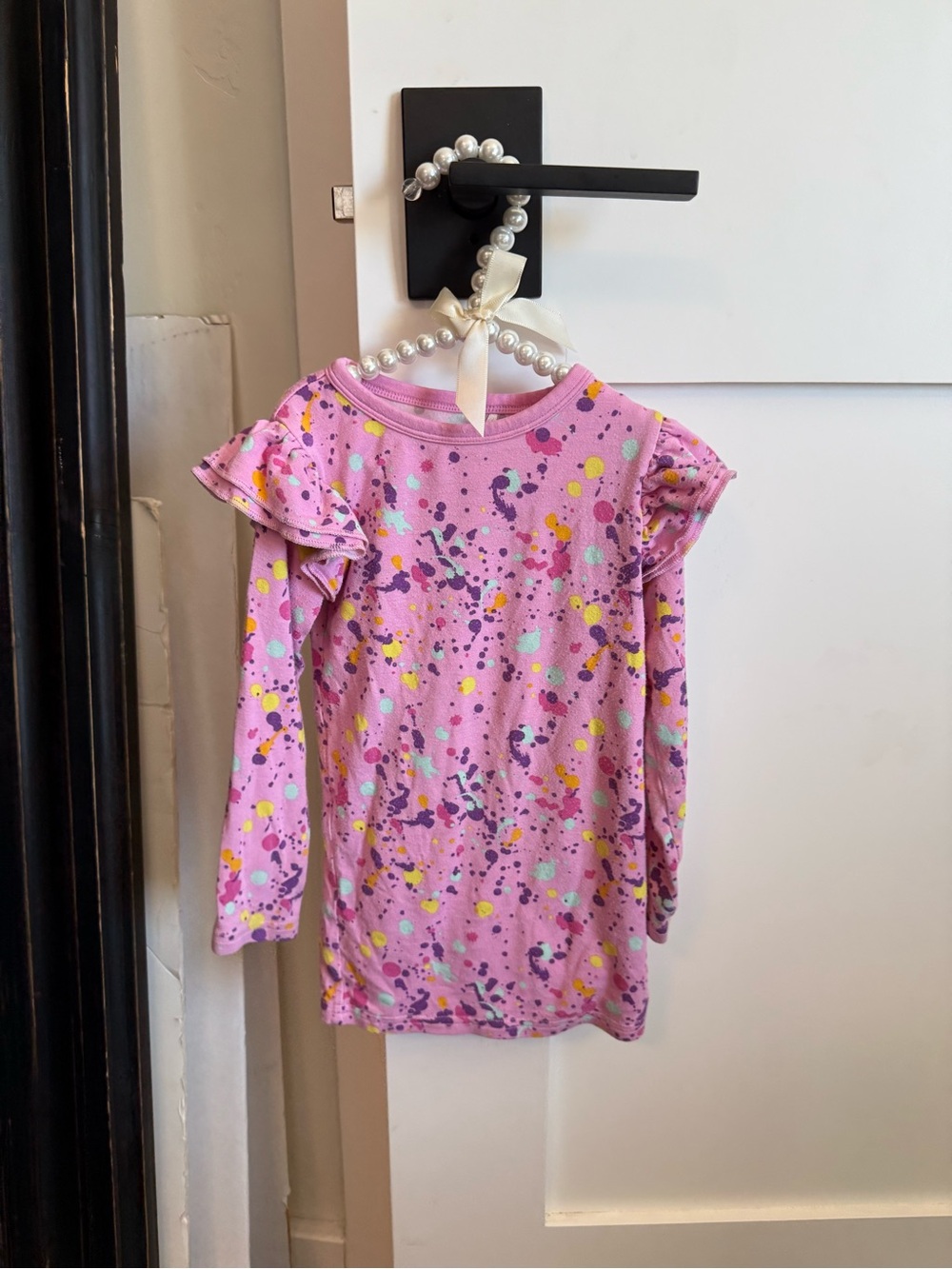 Little Sleepies Pink Splatter-Print Toddler LS top